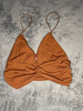 Urban Outfitters Rust Brown Textured Tie-Front Bralette